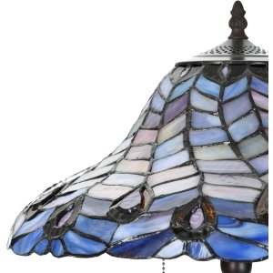 LumiLamp 5LL-6338 Lampă de masă Tiffany albastru Ø 40x60 cm E27-max 2x60W