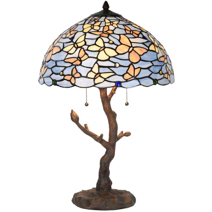 LumiLamp 5LL-6344 Lampă de masă Tiffany albastru Ø 40x60 cm E27-max 2x60W