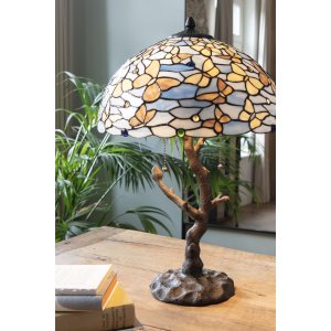 LumiLamp 5LL-6344 Lampă de masă Tiffany albastru Ø 40x60 cm E27-max 2x60W