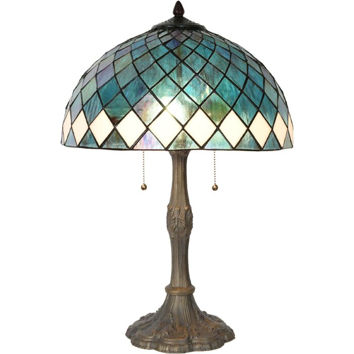 LumiLamp 5LL-6347 Lampă de masă Tiffany albastru Ø 40x61 cm E27-max 2x60W