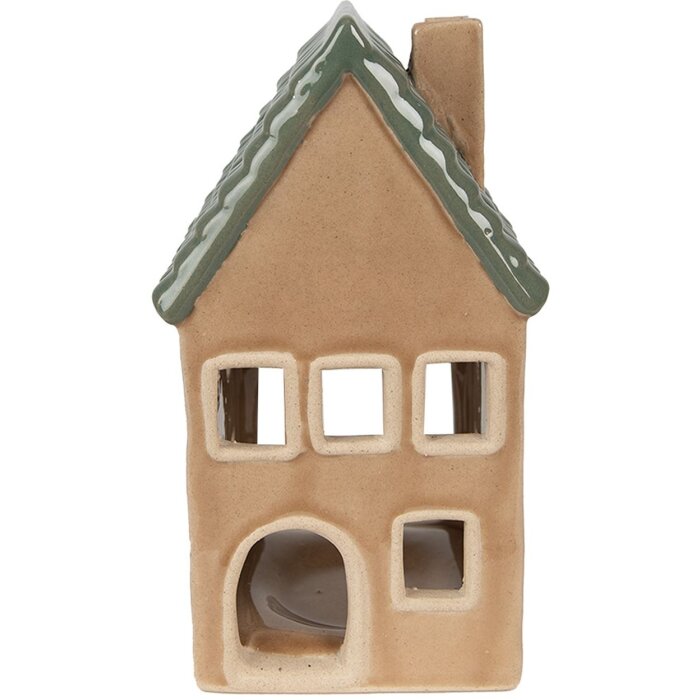 Clayre & Eef 6CE1600 Suport pentru lumânări Christmas Cottage Brown, Green 8x8x15 cm