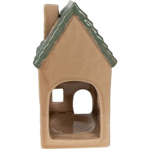 Clayre & Eef 6CE1600 Suport pentru lumânări Christmas Cottage Brown, Green 8x8x15 cm