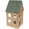 Clayre & Eef 6CE1600 Suport pentru lumânări Christmas Cottage Brown, Green 8x8x15 cm