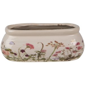 Clayre & Eef 6CE1602S Ghiveci de flori de interior roz bej 18x7x7 cm