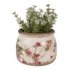 Clayre & Eef 6CE1628S Ghiveci de flori ceramic bej roz Ø 12x10 cm Casă de țară