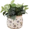 Clayre & Eef 6CE1639L Ghiveci de flori bej albastru Ø 20x15 cm Ceramică stil țară