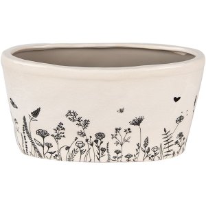 Clayre & Eef 6CEFAF0003L Ghiveci de flori pentru interior Bej, negru 27x13x14 cm