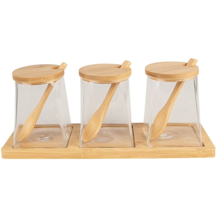 Clayre & Eef Cutii de depozitare cu capac Transparent 7x7x10 cm - 29x9x12 cm