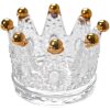 Clayre & Eef 6GL4429 Suport lumânare din sticlă Crown Transparent Ø 7x5 cm