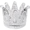 Clayre & Eef 6GL4430 Suport lumânare din sticlă Crown Transparent Ø 7x5 cm