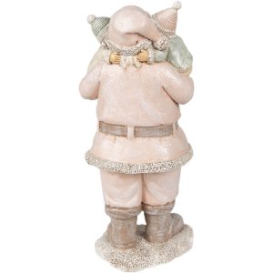 Clayre & Eef 6PR3933 Decorațiune de Crăciun Statuie Moș Crăciun Roz 10x8x21 cm