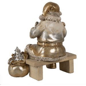 Clayre & Eef Decorațiuni de Crăciun Statuie Moș Crăciun Culoare aurie 15x11x17 cm