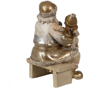 Clayre & Eef Decorațiuni de Crăciun Statuie Moș Crăciun Culoare aurie 15x11x17 cm