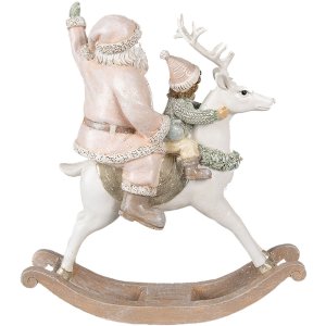 Clayre & Eef 6PR3939 Decorațiune de Crăciun Statuie Moș Crăciun Roz 21x8x23 cm