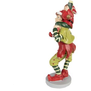 Clayre & Eef 6PR3972 Decorațiune Elf roșu 12x9x19 cm Poliresină