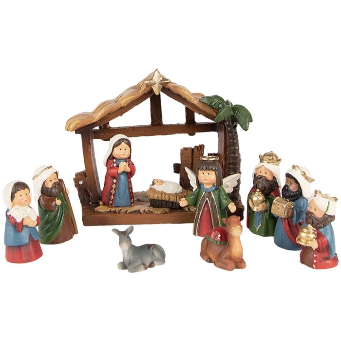 Clayre & Eef 6PR4893 Figurine pentru pătuț roșu, maro (set de 11) 10x4x9 cm