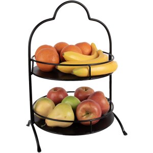 Clayre & Eef 6Y5243 etagere cu 2 niveluri negru Ø 30x45 cm