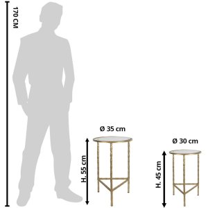 Clayre & Eef 6Y5244 Măsuță (set de 2) Culoare aurie Ø 35x55 - Ø 30x45 cm