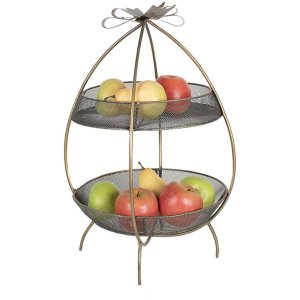 Clayre & Eef 6Y5326 Etagere 2 Etaje Culoare aur Ø 34x51 cm Fructieră