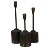 Clayre & Eef 6Y5474 Suport pentru lumânări (set de 3) Negru Ø 9x35 - Ø 9x30 - Ø 9x25 cm