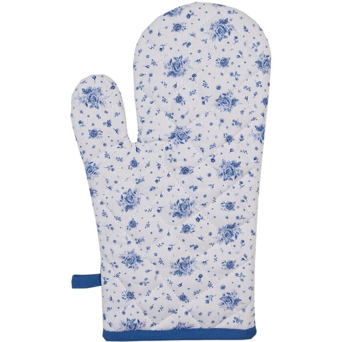 Clayre & Eef BRB44 Oven Mitt Bej Albastru 18x30 cm 100% Bumbac