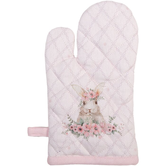 Clayre & Eef FEB44K Mănușă de cuptor pentru copii Roz 12x21 cm Bumbac Bunny