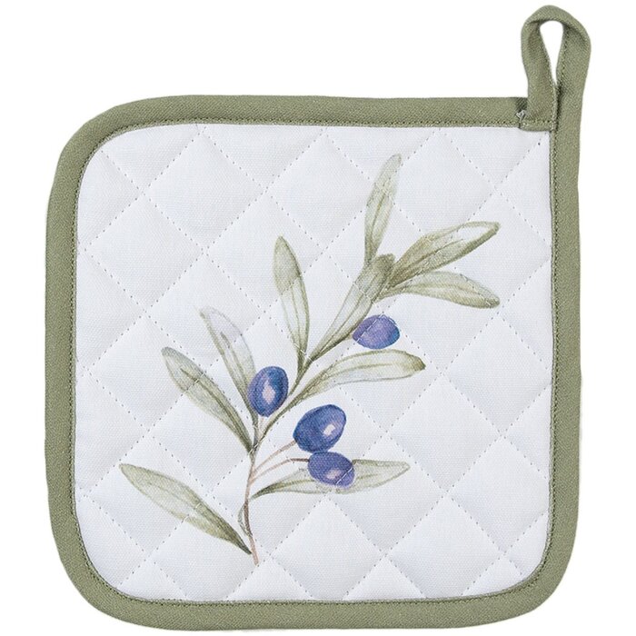 Clayre & Eef OLF45 Potholder bej verde 20x20 cm