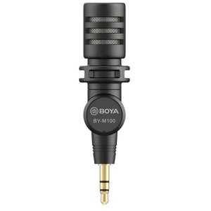 Boya BY-M110 Microfon mini-condensator TRRS 3.5mm Omnidirecțional 180° rotativ