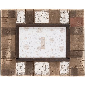 Clayre & Eef 2F1093 Cadru foto 20x2x25 cm / 10x15 cm maro alb