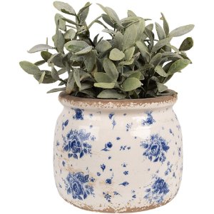 Clayre & Eef 6CE1659M Decorațiune Ghiveci de flori Ø 16x13 cm Bej Albastru