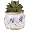 Clayre & Eef 6CE1659S Decorațiune Ghiveci de flori Ø 12x10 cm Bej Albastru