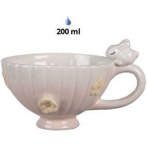 Clayre & Eef 6CE1699 Ceașcă de cafea cu farfurioară roz 200ml 14x11x9cm 14x13x5cm