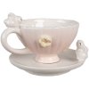 Clayre & Eef 6CE1699 Ceașcă de cafea cu farfurioară roz 200ml 14x11x9cm 14x13x5cm