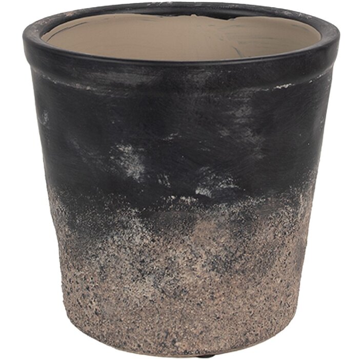 Clayre & Eef 6CE1719L Decorațiune Ghiveci de flori Ø 17x16 cm Negru Maro