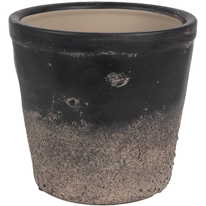 Clayre & Eef 6CE1719M Ghiveci de flori negru maro Ø 15x14 cm Decorațiune