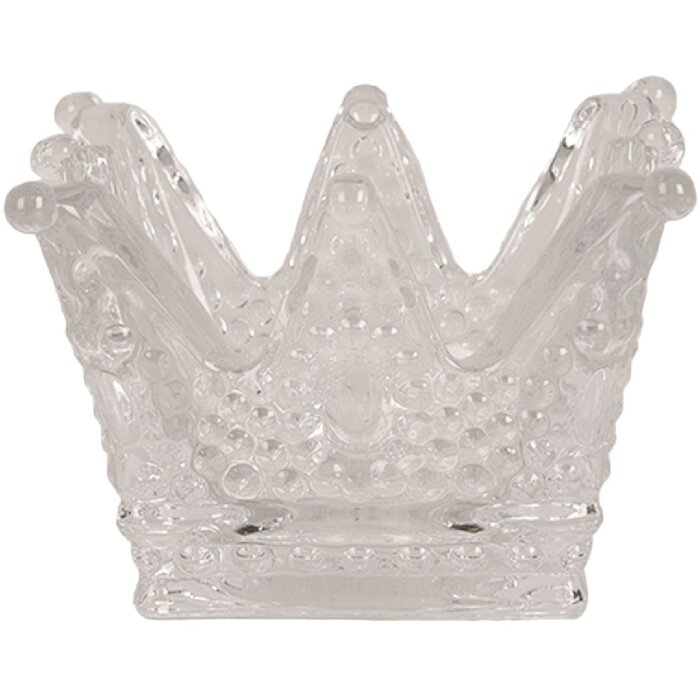 Clayre & Eef 6GL4392 Suport pentru lumânări Crown Transparent 8x8x5 cm