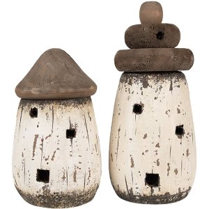 Clayre & Eef 6H2335 Decorațiune far alb maro Ø 11x23 cm