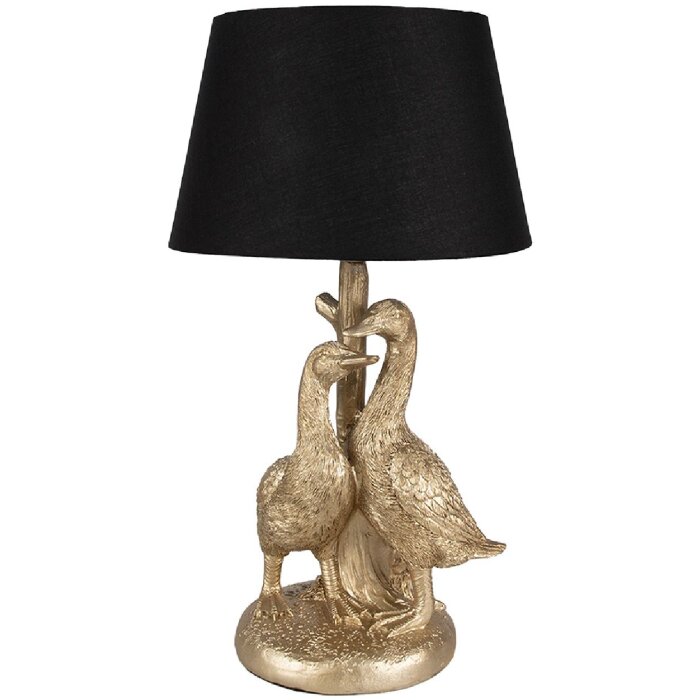 Clayre & Eef 6LMC0080 Lampă de masă Geese Gold Coloured Black Ø 20x37 cm E27