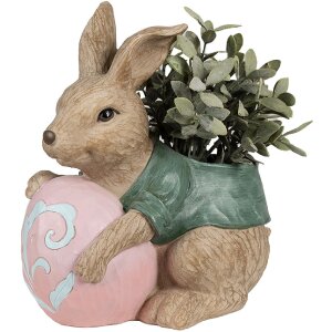 Clayre & Eef 6PR4050 Ghiveci de flori Rabbit Brown Green 27x16x30 cm