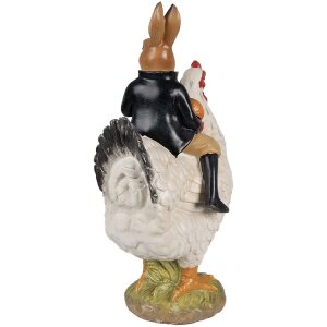 Clayre & Eef 6PR5039 Figurină decorativă găină cu iepure 20x16x35 cm maro alb negru