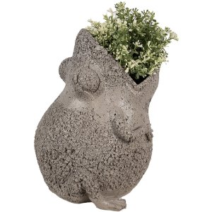 Clayre & Eef 6PR5060 Ghiveci decorativ cu flori Broască 26x25x32 cm Gri