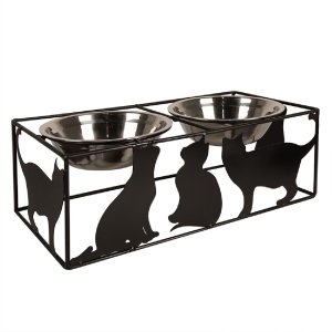 Clayre & Eef 6Y5432 Bol de hrănire pentru animale negru 38x20x14cm 2x500ml