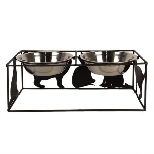 Clayre & Eef 6Y5432 Bol de hrănire pentru animale negru 38x20x14cm 2x500ml