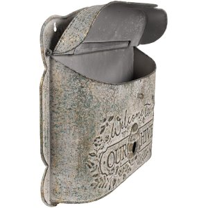 Clayre & Eef 6Y5503 Cutie de scrisori montată pe perete Metal gri 41x9x36 cm