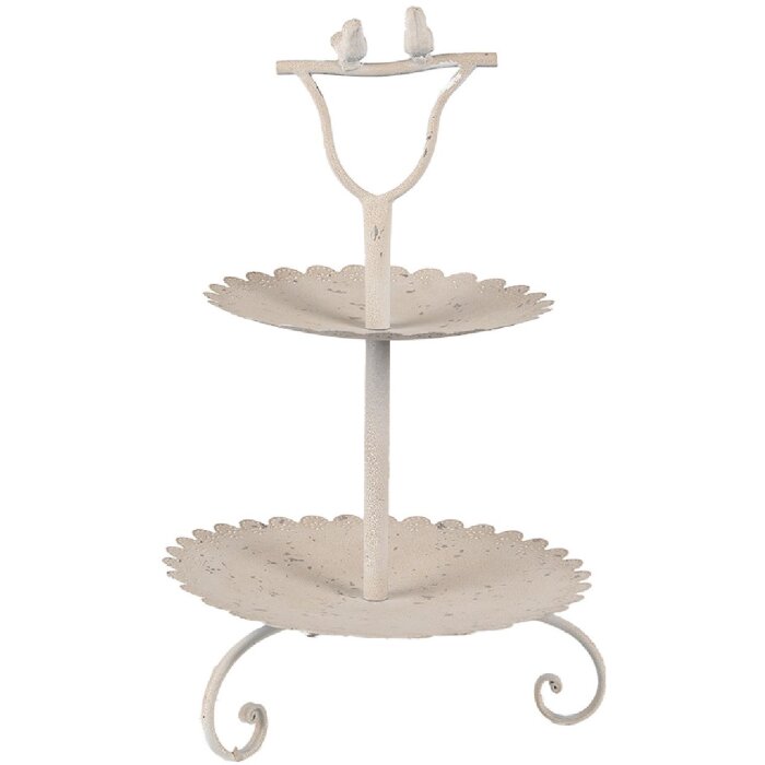 Clayre & Eef 6Y5601 Etagere Vogeldeko Ø 32x51 cm Bej