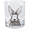 Clayre & Eef RAEGL0001 Motivul iepurașului din sticlă Transparent 300ml Ø 8x9cm