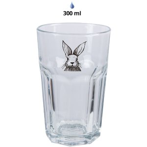 Clayre & Eef RAEGL0004 Pahar de băut iepure Transparent 300ml 7x12cm