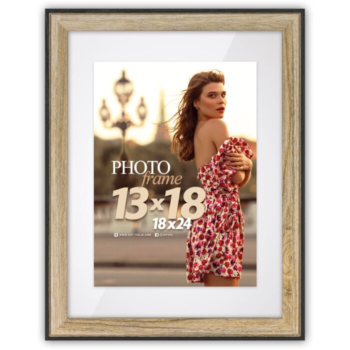 ZEP Cadru foto MDF Roma crem 15x20 cm cu passe-partout 10x15 cm