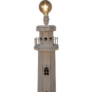 Clayre & Eef 5LMP278W Lampă de podea Lighthouse Design Alb 23x23x140 cm E27/max 60W