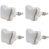 Clayre & Eef 65300 Buton ușă porțelan alb 4x3/6 cm set de 4 bucăți